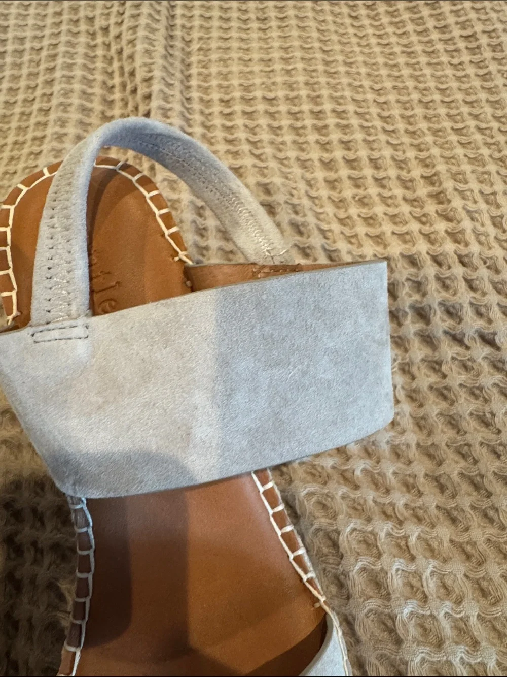 Women's Suede Espadrille Wedge Sandals in Taupe Suede